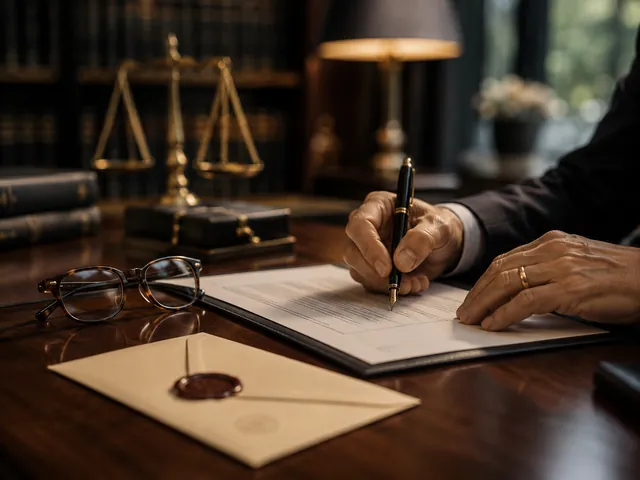 Attorney signing inheritance or settlement documents